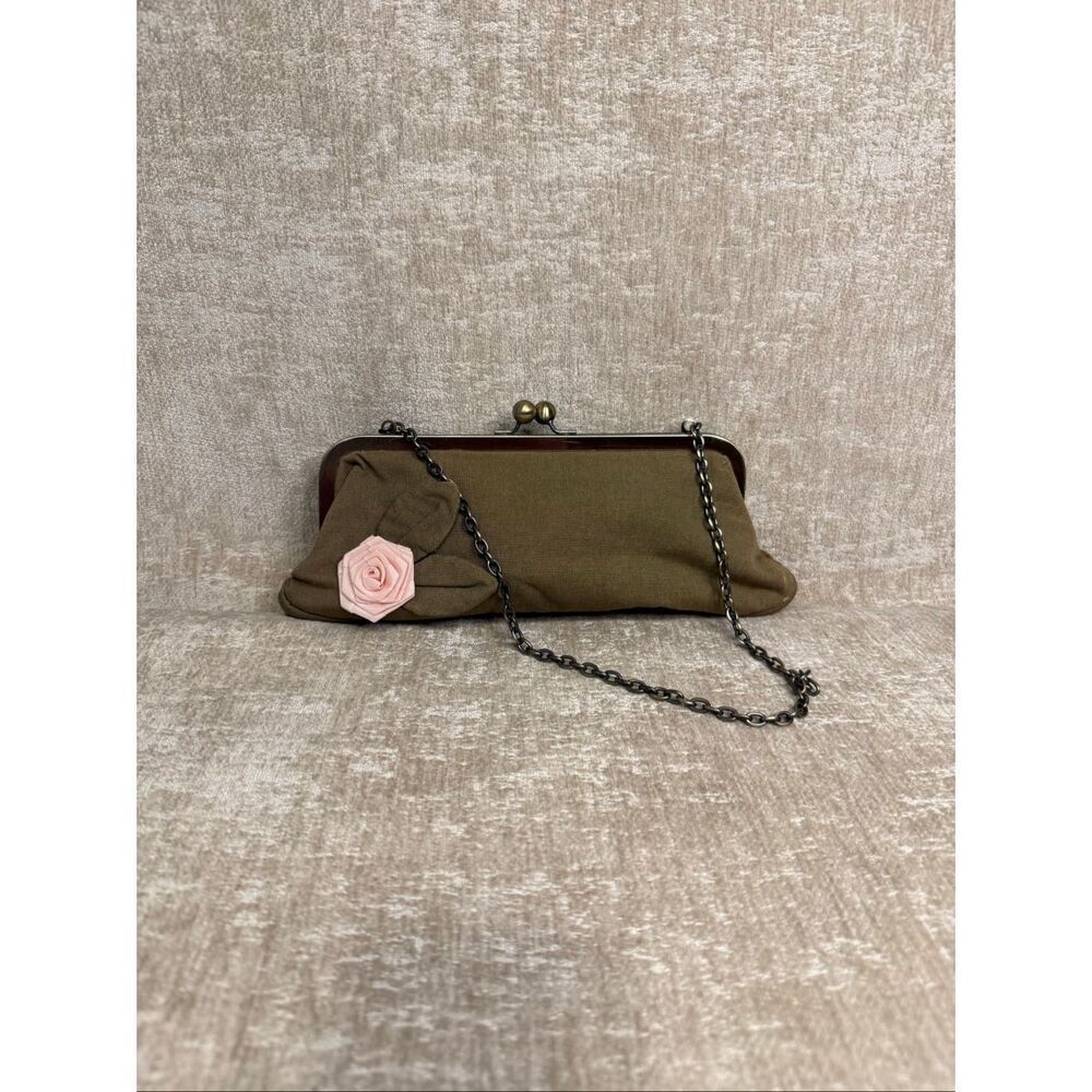 American Eagle Outfitters Women's Floral Applique Chain Strap Purse Bag Green